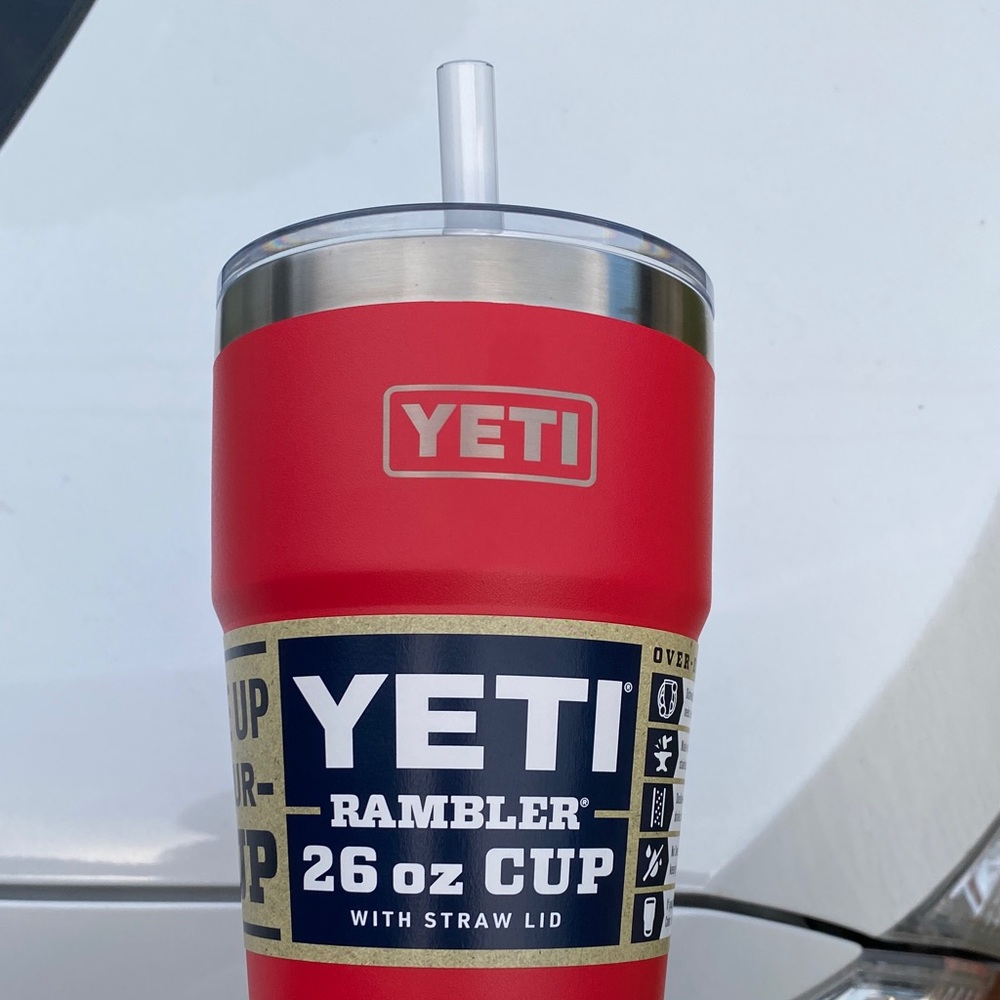 YETI Rambler 26 oz Red Tumbler with Straw Lid
